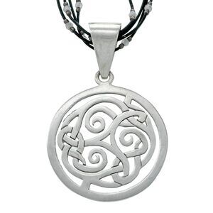 Silpada Sterling Silver 925 Celtic Knot Cut Out Disk Pendant 16.5"-18.5" S1230